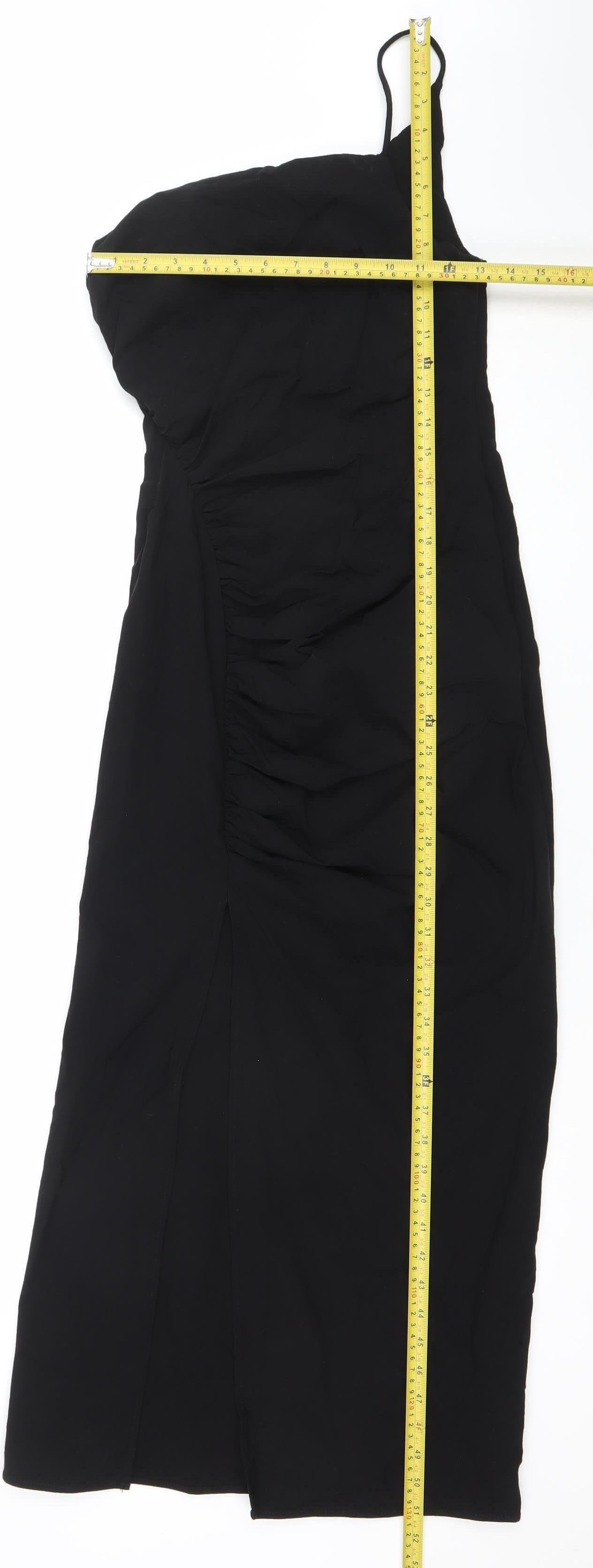 Zara Women Black Midi Slip Dress XS Viscose Blend