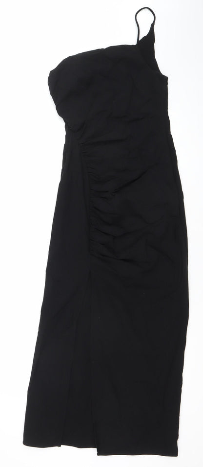 Zara Women Black Midi Slip Dress XS Viscose Blend
