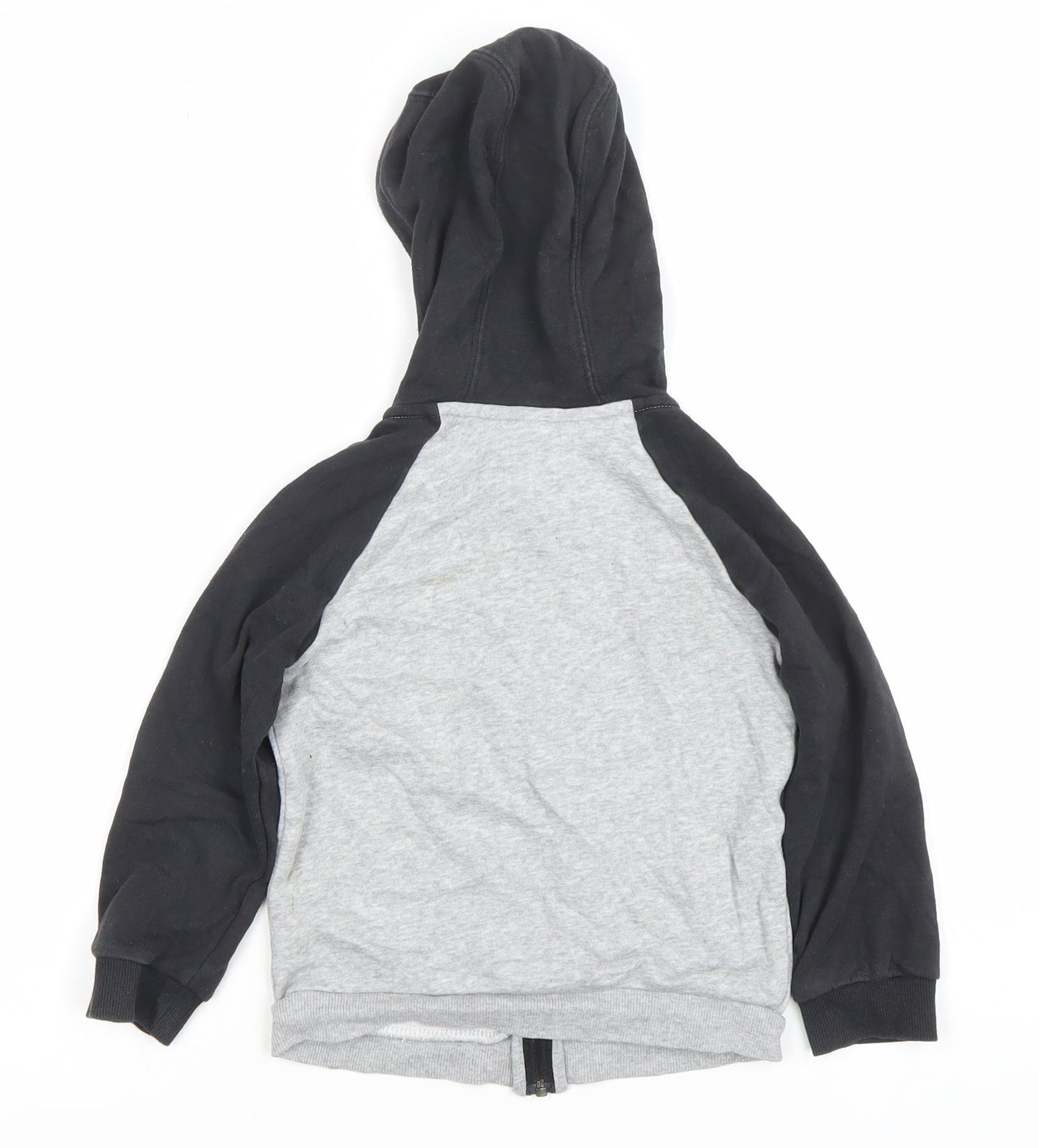 Adidas Boys Grey Black Full Zip Hoodie Size 3-4 Years Cotton Blend