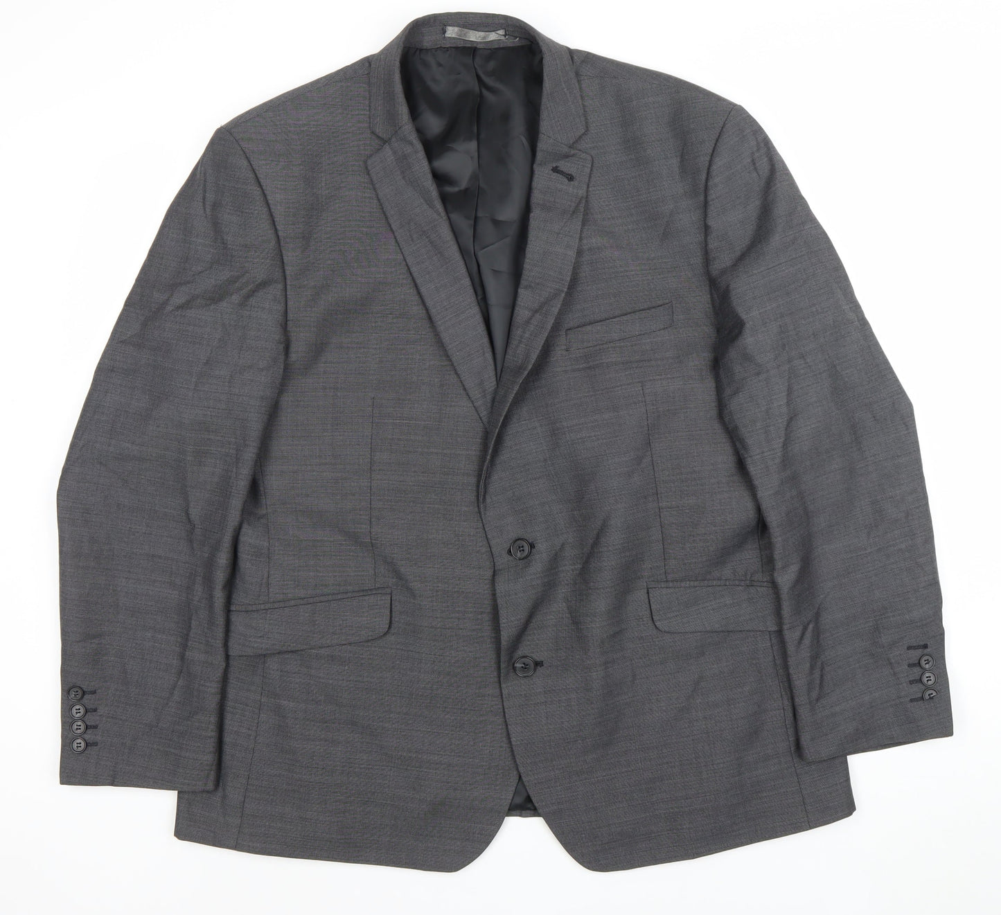 Racing Green Men's Grey 46 Short Wool Blend Two Button Blazer