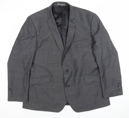 Racing Green Men's Grey 46 Short Wool Blend Two Button Blazer