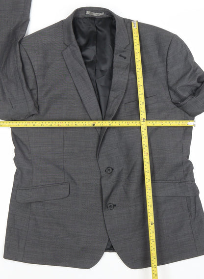 Racing Green Men's Grey 46 Short Wool Blend Two Button Blazer