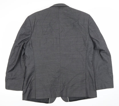 Racing Green Men's Grey 46 Short Wool Blend Two Button Blazer