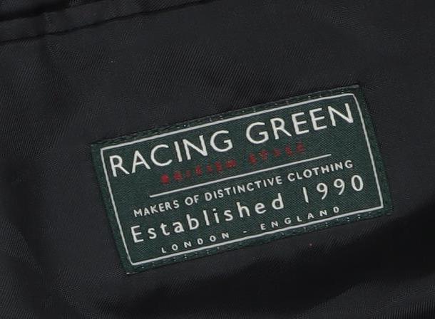 Racing Green Men's Grey 46 Short Wool Blend Two Button Blazer