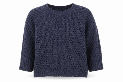 Dorothy Perkins Womens Blue Open-Knit Crew Neck Jumper Size 14