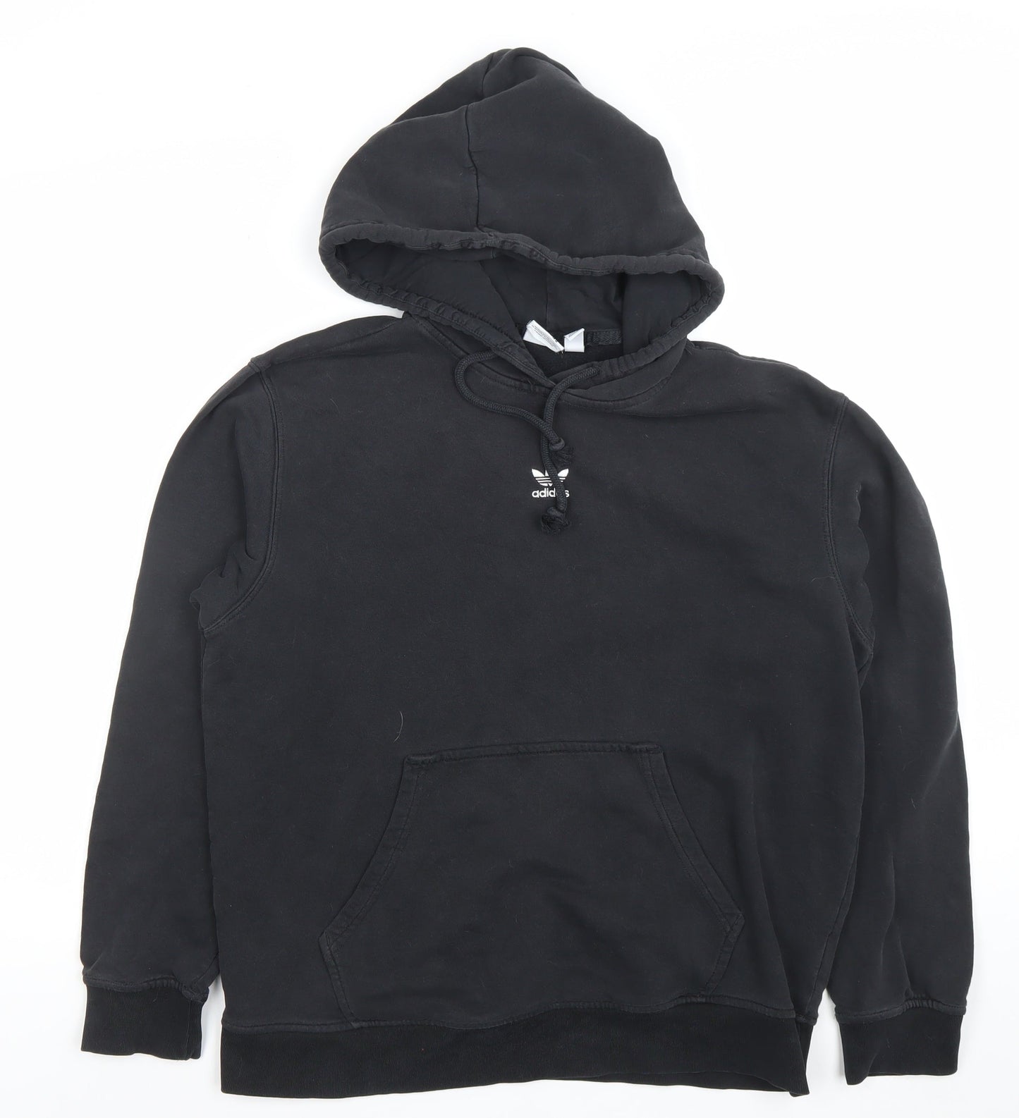 Adidas Women Black Hoodie UK 12 Pullover Cotton Hooded Sweatshirt