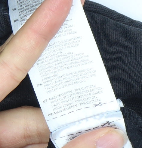 Adidas Women Black Hoodie UK 12 Pullover Cotton Hooded Sweatshirt