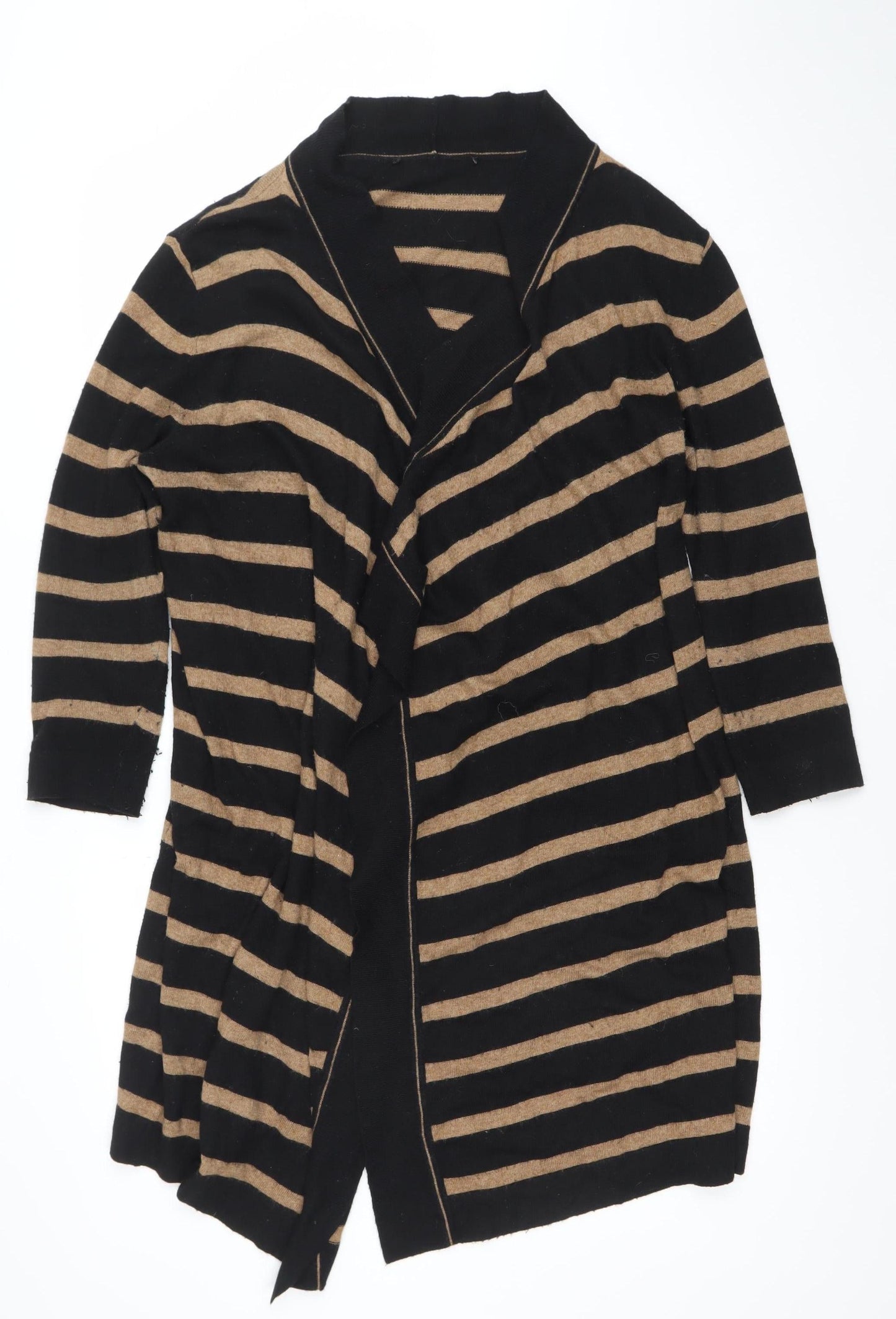 Jaeger Women’s Black Striped V-Neck Wool Blend Cardigan M