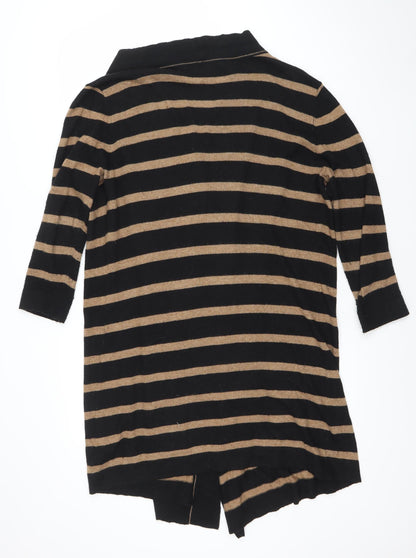 Jaeger Women’s Black Striped V-Neck Wool Blend Cardigan M