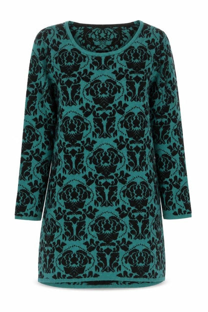 Per Una Women Green Black Floral Pattern Jumper Size 14