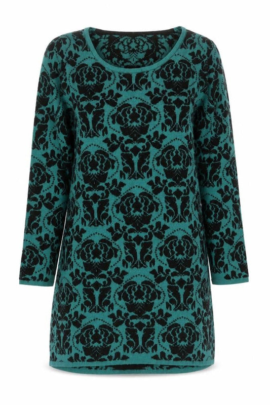 Per Una Women Green Black Floral Pattern Jumper Size 14