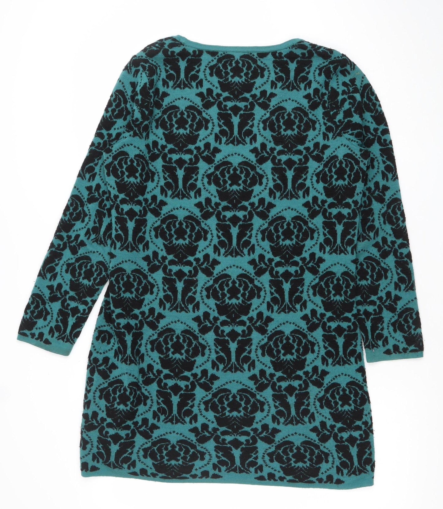 Per Una Women Green Black Floral Pattern Jumper Size 14