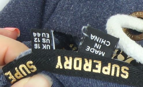 Superdry Women's Blue Pullover Hoodie Size 16 Cotton Blend