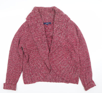 Casual Club Women's Red Knit Cardigan Size 16 Acrylic Angora Blend
