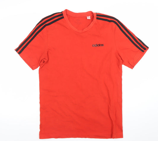 Adidas Men's Red Short Sleeve Cotton Sports T-Shirt Size S
