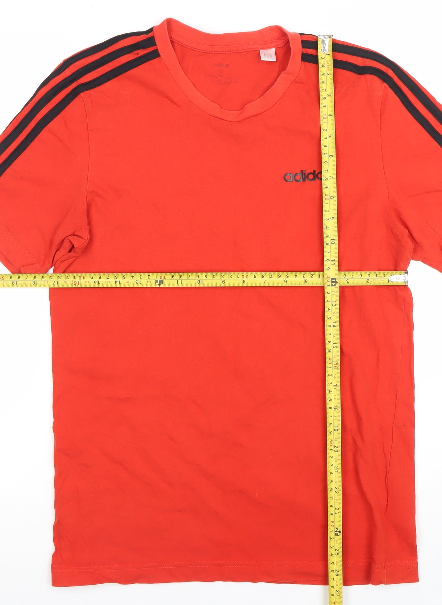 Adidas Men's Red Short Sleeve Cotton Sports T-Shirt Size S