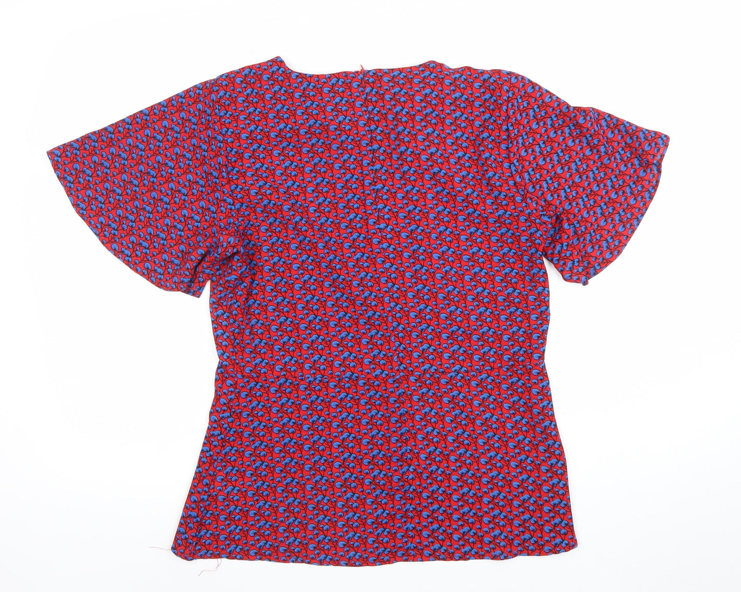 Marc Angelo Women’s Red Floral Tunic Blouse Size 12 Short Sleeve