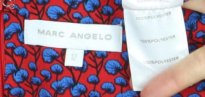 Marc Angelo Women’s Red Floral Tunic Blouse Size 12 Short Sleeve