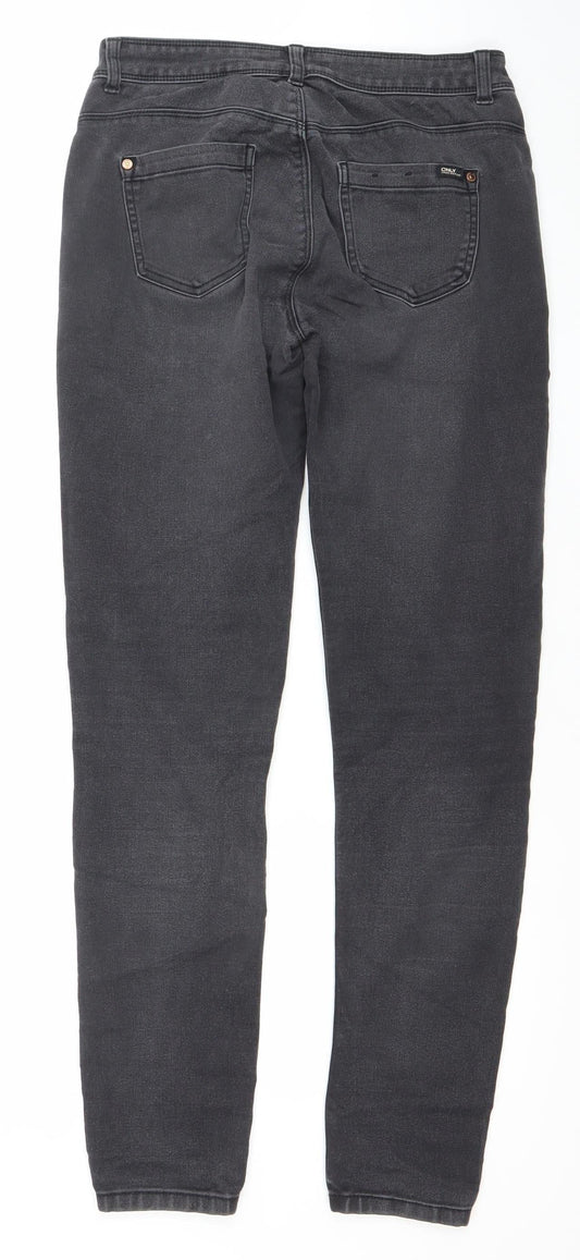 ONLY Women's Black Skinny Jeans Size M Long 34in Stretch Denim