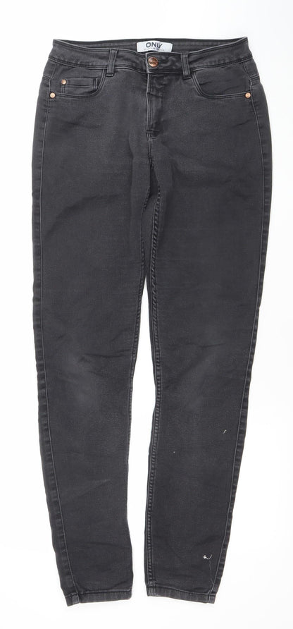 ONLY Women's Black Skinny Jeans Size M Long 34in Stretch Denim