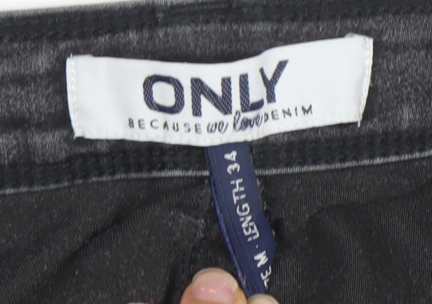 ONLY Women's Black Skinny Jeans Size M Long 34in Stretch Denim