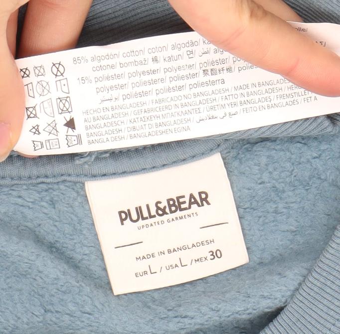 Pull & Bear Women’s Blue Cotton Blend Crew Neck Sweatshirt L