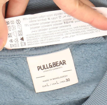 Pull & Bear Women’s Blue Cotton Blend Crew Neck Sweatshirt L