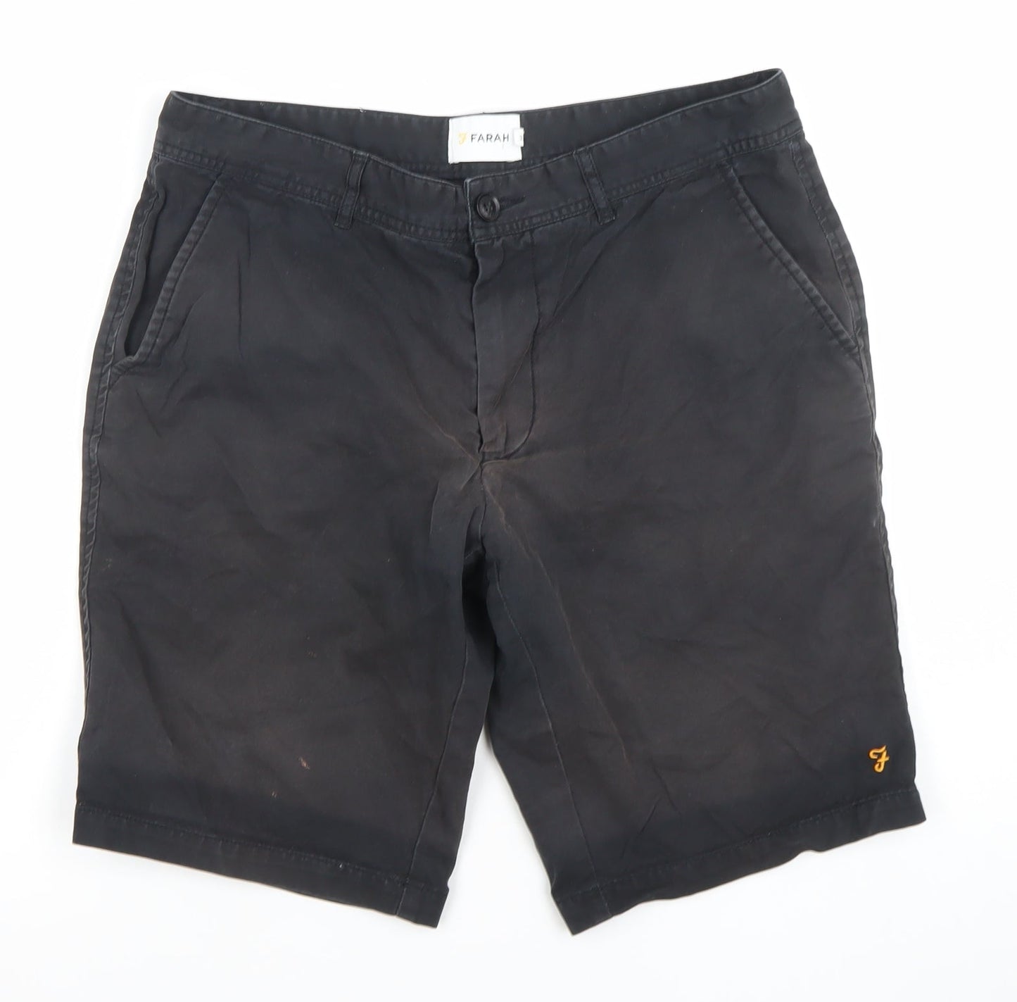 Farah Men's Black Chino Shorts Size 32 Regular Fit Cotton