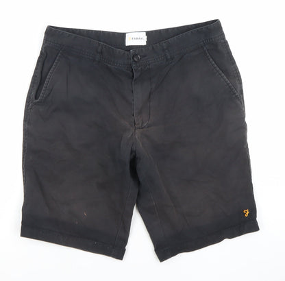 Farah Men's Black Chino Shorts Size 32 Regular Fit Cotton