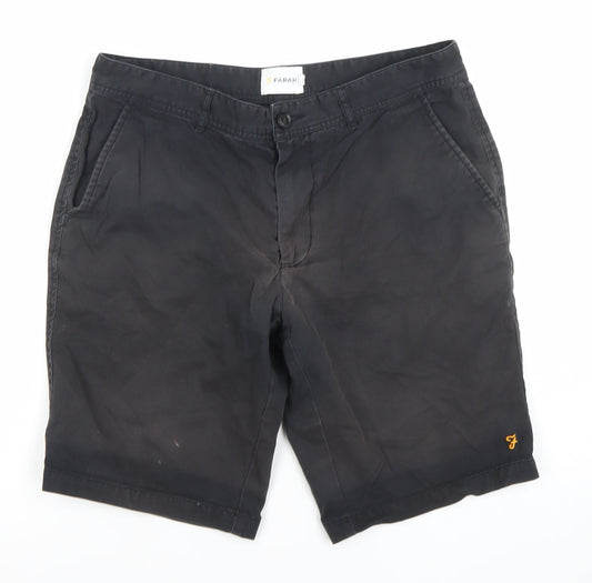 Farah Men's Black Chino Shorts Size 32 Regular Fit Cotton