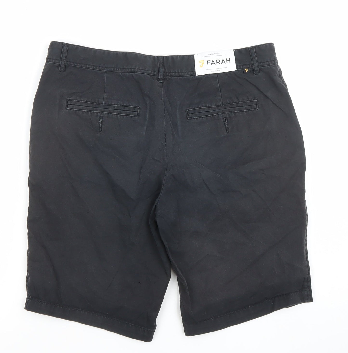 Farah Men's Black Chino Shorts Size 32 Regular Fit Cotton