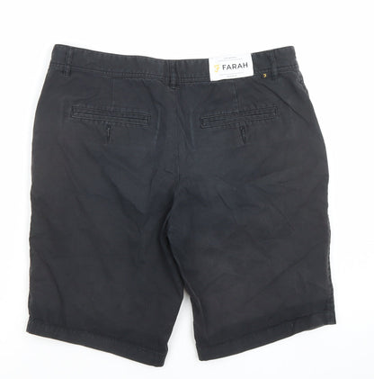Farah Men's Black Chino Shorts Size 32 Regular Fit Cotton