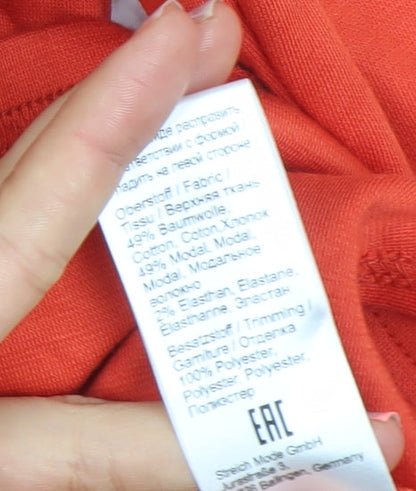 Doris Streich Women Orange Long Sleeve Tunic Sweatshirt Size 10