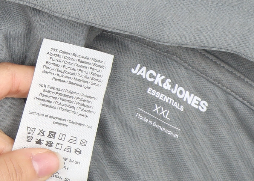 Mens UK Size 2XL JACK & JONES Grey Pullover Hoodie
