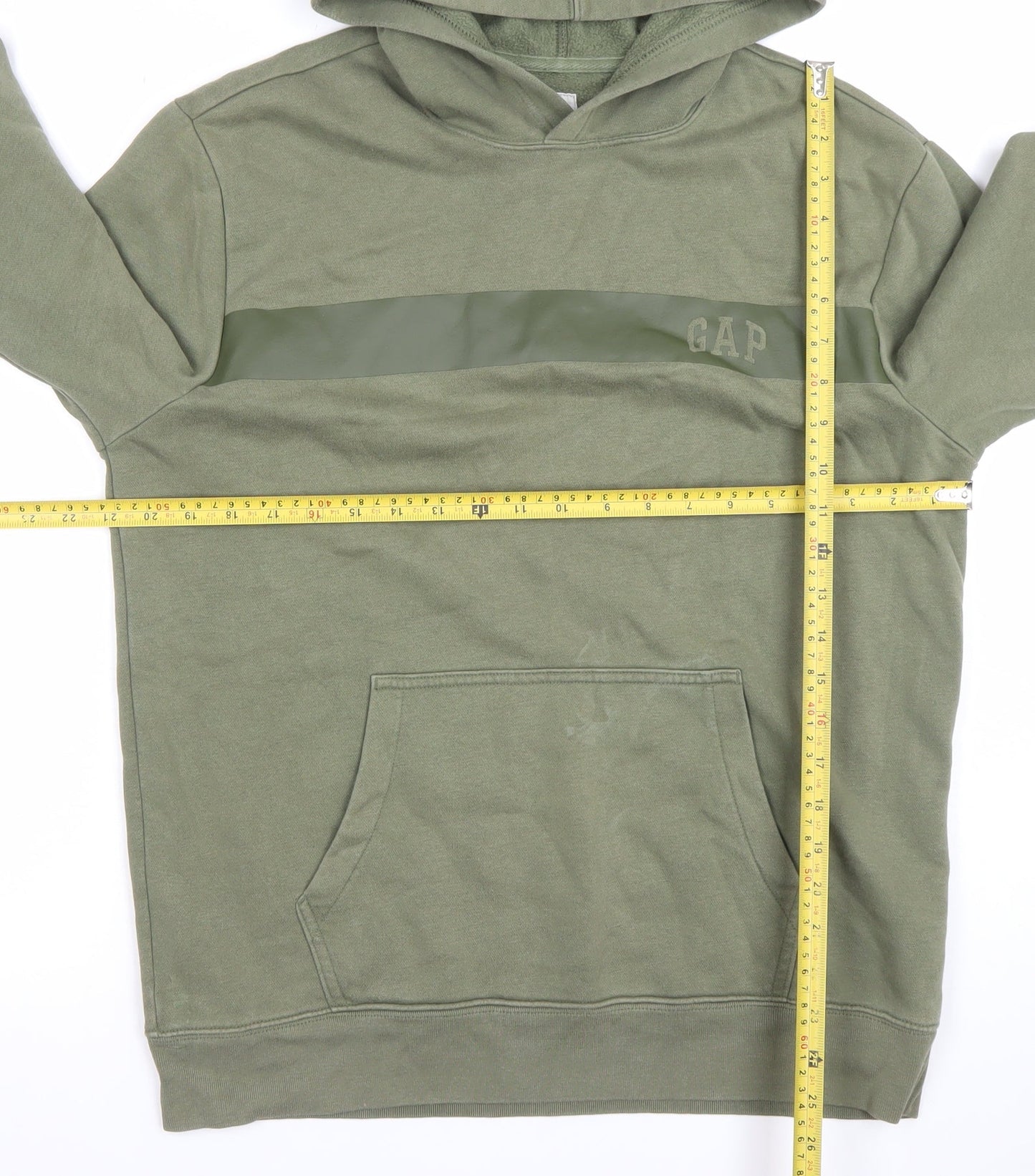 GAP Men’s Green Pullover Hoodie M Regular Fit Fleece Logo