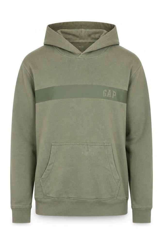 Gap Men’s Green Pullover Hoodie M Regular Fit Fleece Logo