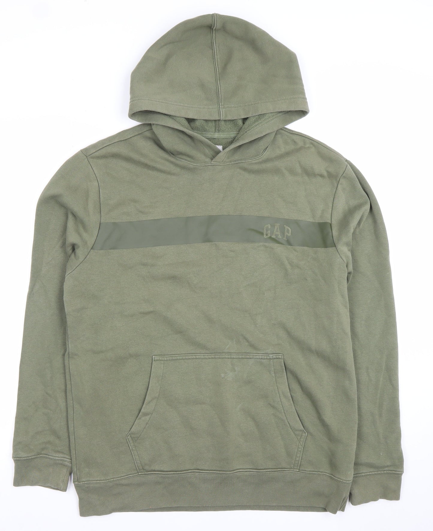 GAP Men’s Green Pullover Hoodie M Regular Fit Fleece Logo