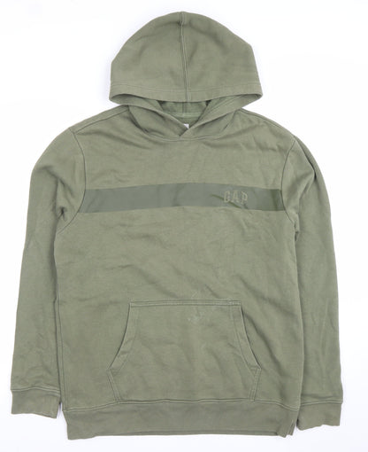 GAP Men’s Green Pullover Hoodie M Regular Fit Fleece Logo