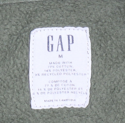 GAP Men’s Green Pullover Hoodie M Regular Fit Fleece Logo