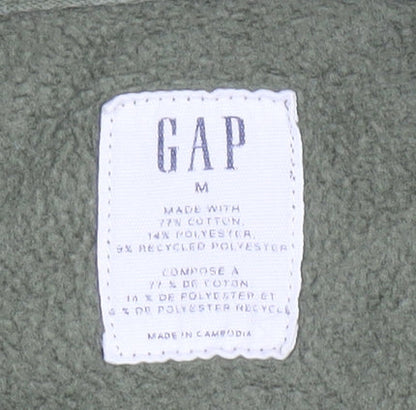 GAP Men’s Green Pullover Hoodie M Regular Fit Fleece Logo