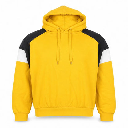 H&M Women Yellow Colourblock Hoodie, Size 14 L Cotton Blend Sweatshirt