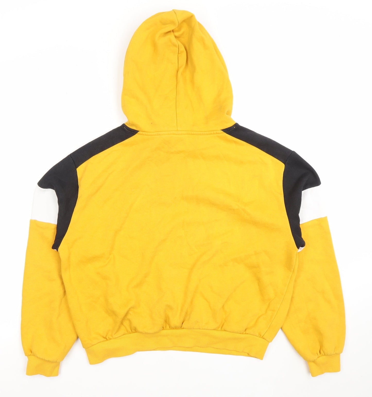 H&M Women Yellow Colourblock Hoodie, Size 14 L Cotton Blend Sweatshirt