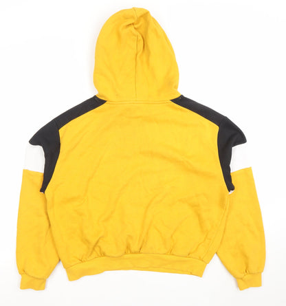 H&M Women Yellow Colourblock Hoodie, Size 14 L Cotton Blend Sweatshirt