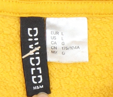 H&M Women Yellow Colourblock Hoodie, Size 14 L Cotton Blend Sweatshirt