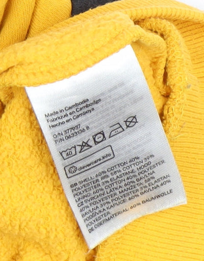 H&M Women Yellow Colourblock Hoodie, Size 14 L Cotton Blend Sweatshirt