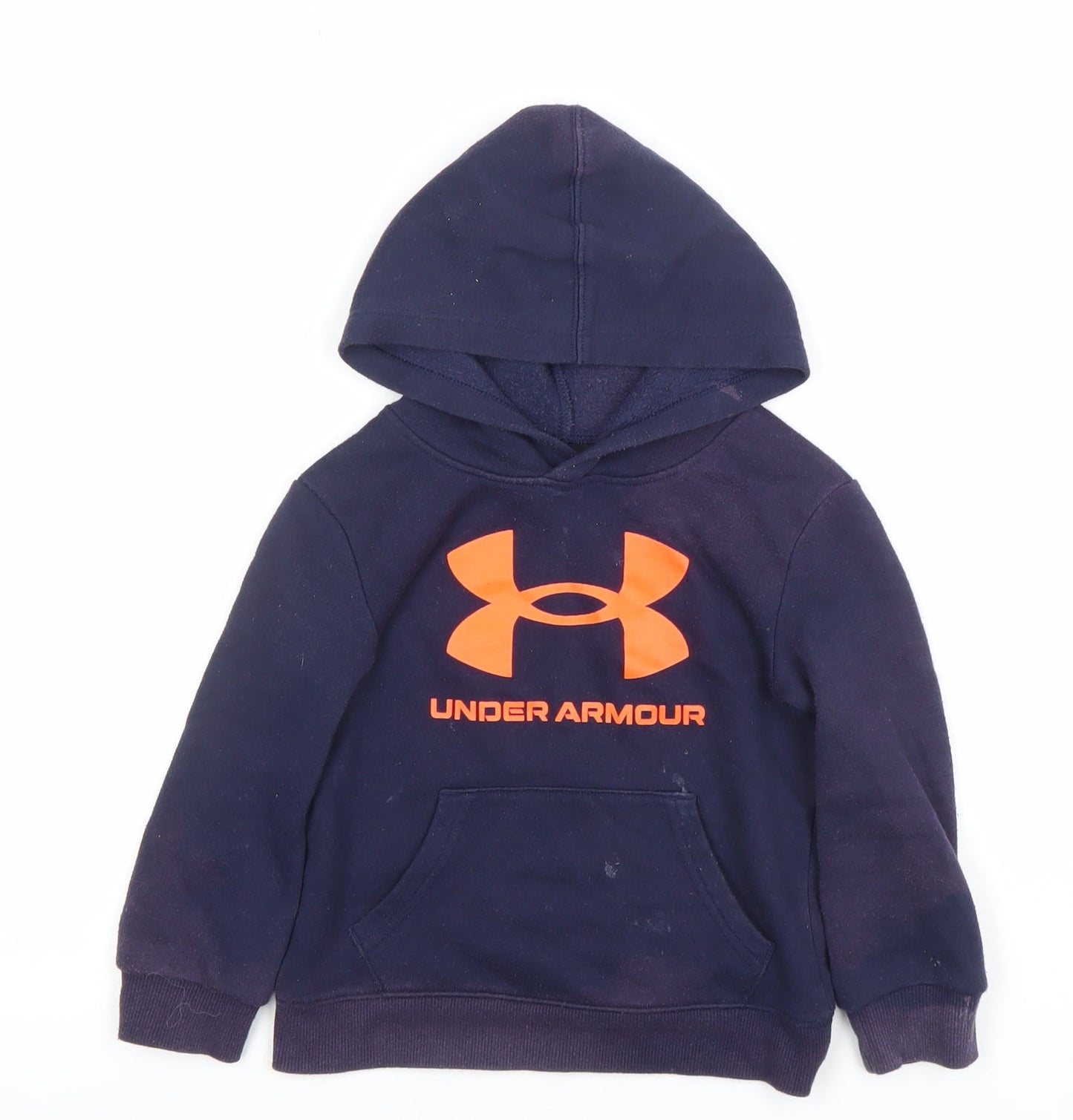 Under Armour Boys Navy Blue Pullover Hoodie 3T Cotton Blend Logo Sweatshirt