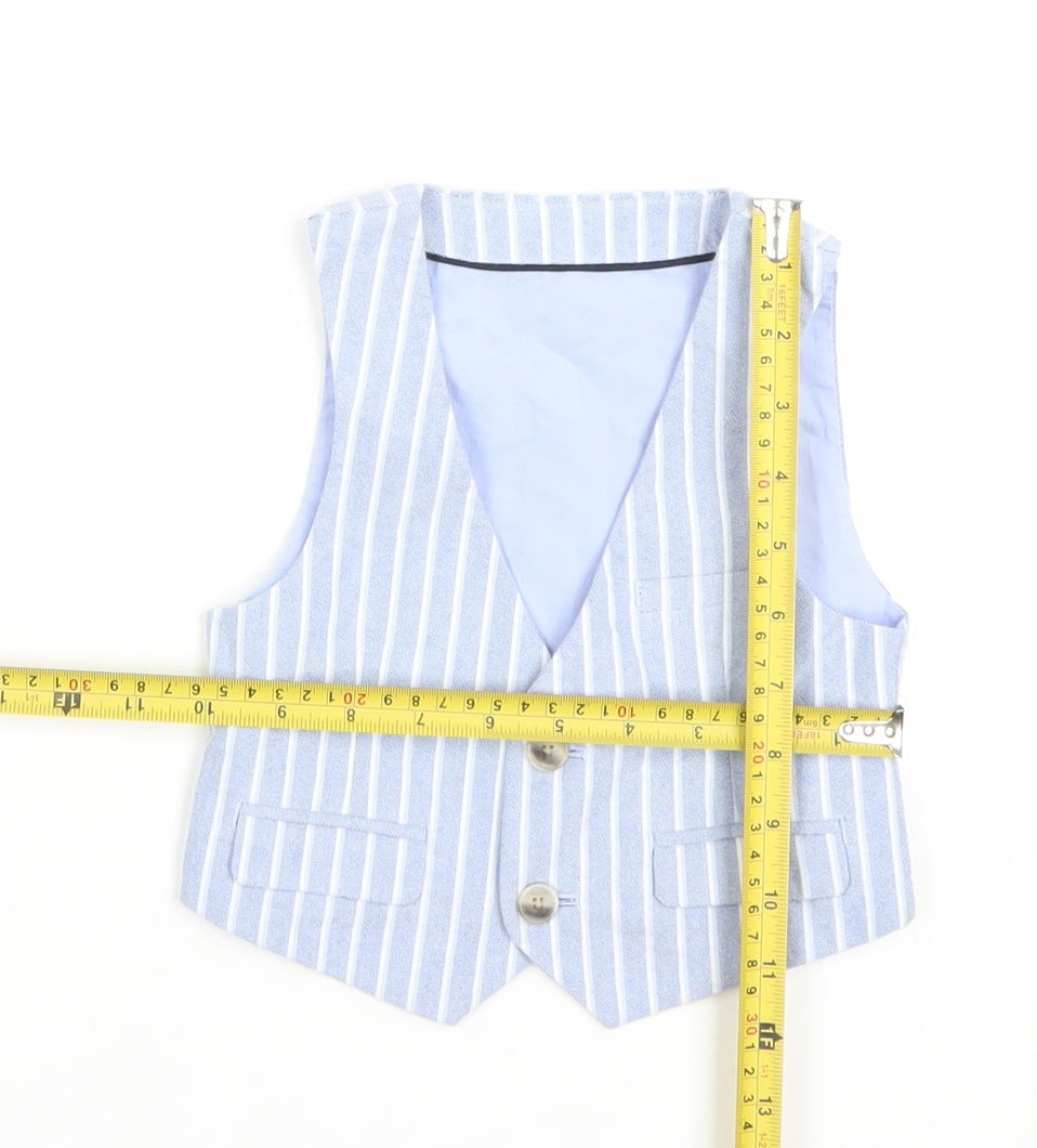 Marks and Spencer Boys Blue Striped Waistcoat 18-24 Months Formal Suit
