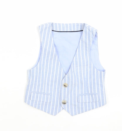 Marks and Spencer Boys Blue Striped Waistcoat 18-24 Months Formal Suit