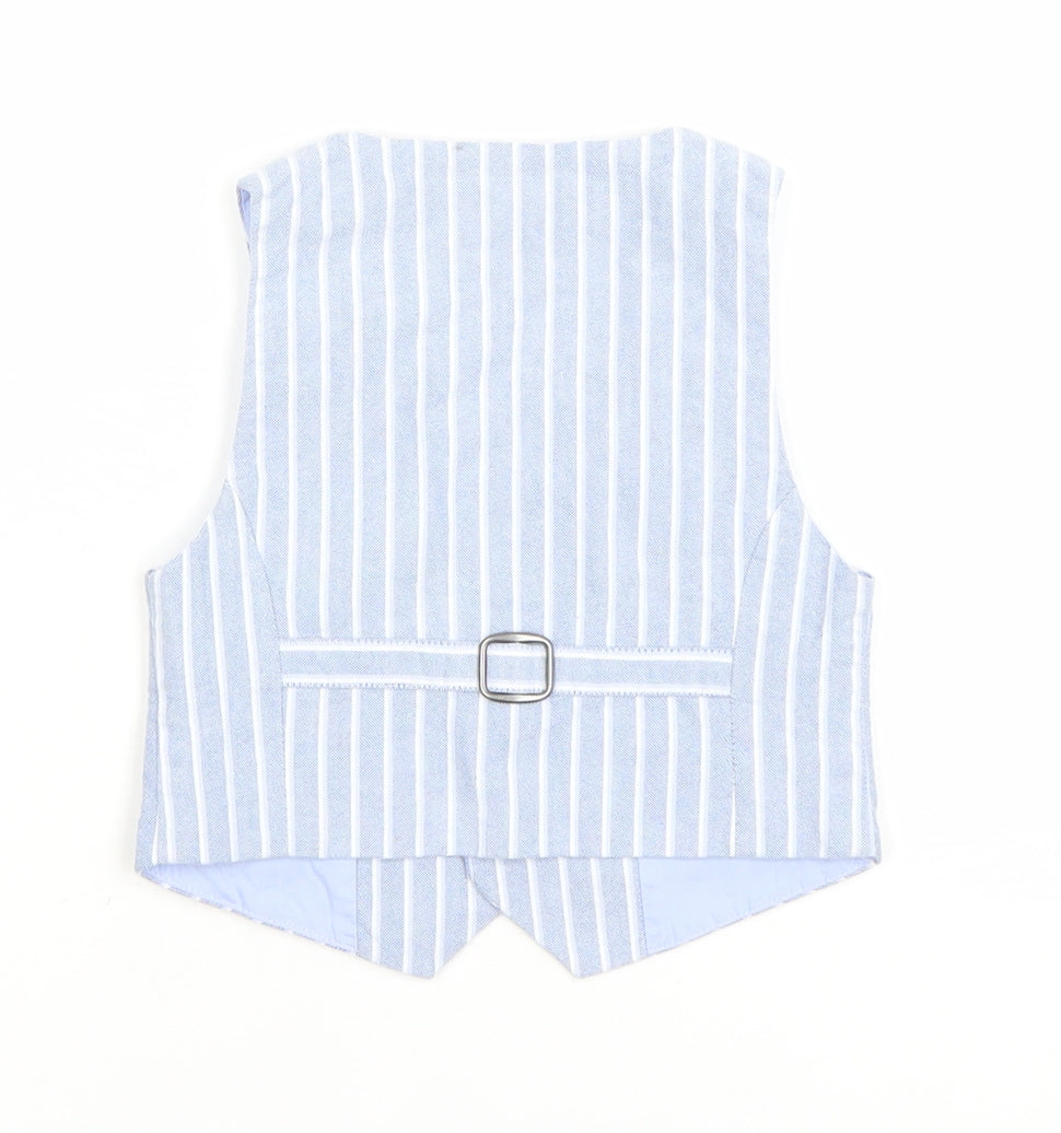 Marks and Spencer Boys Blue Striped Waistcoat 18-24 Months Formal Suit