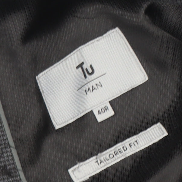 Tu Man Grey 40R Tailored Fit Single Breasted Blazer Jacket